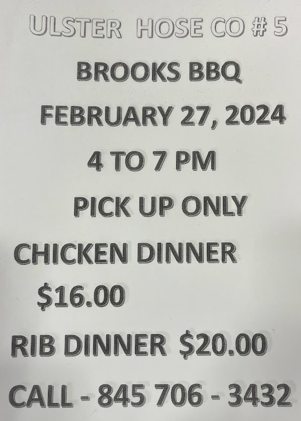 Brooks BBQ Fundraiser
February 27th 4pm-7pm
$16.00 for chicken
$20.00 for ribs
